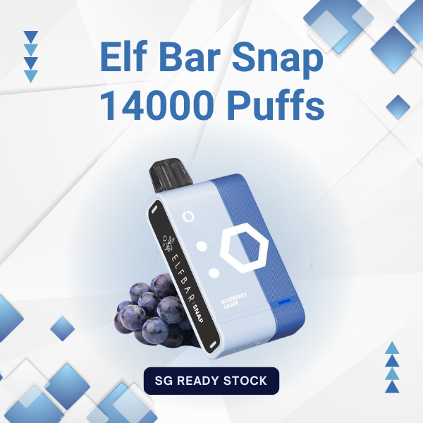 Elf Bar Snap 14000 Puffs disposable vape device showing smart display