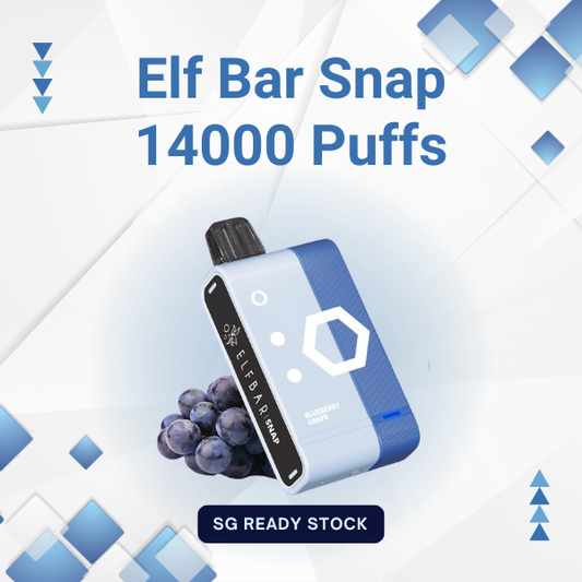 Elf Bar Snap 14000 Puffs disposable vape device showing smart display