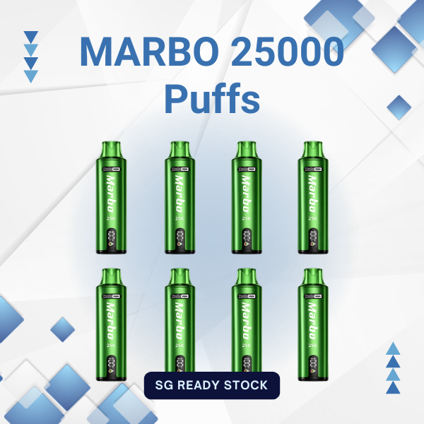 MARBO 25000 Puffs disposable vape showing sleek body design and HD smart screen