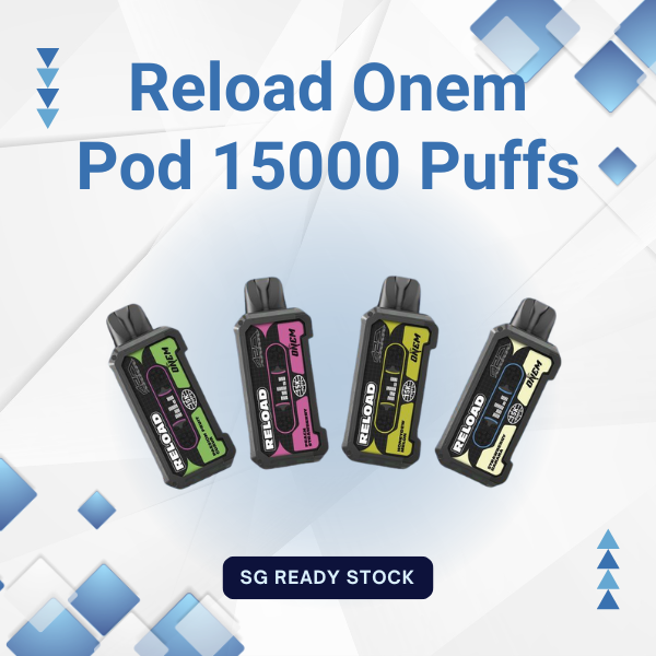 Reload Onem Pod 15000 Puffs disposable vape device with sleek design and Type-C charging port.